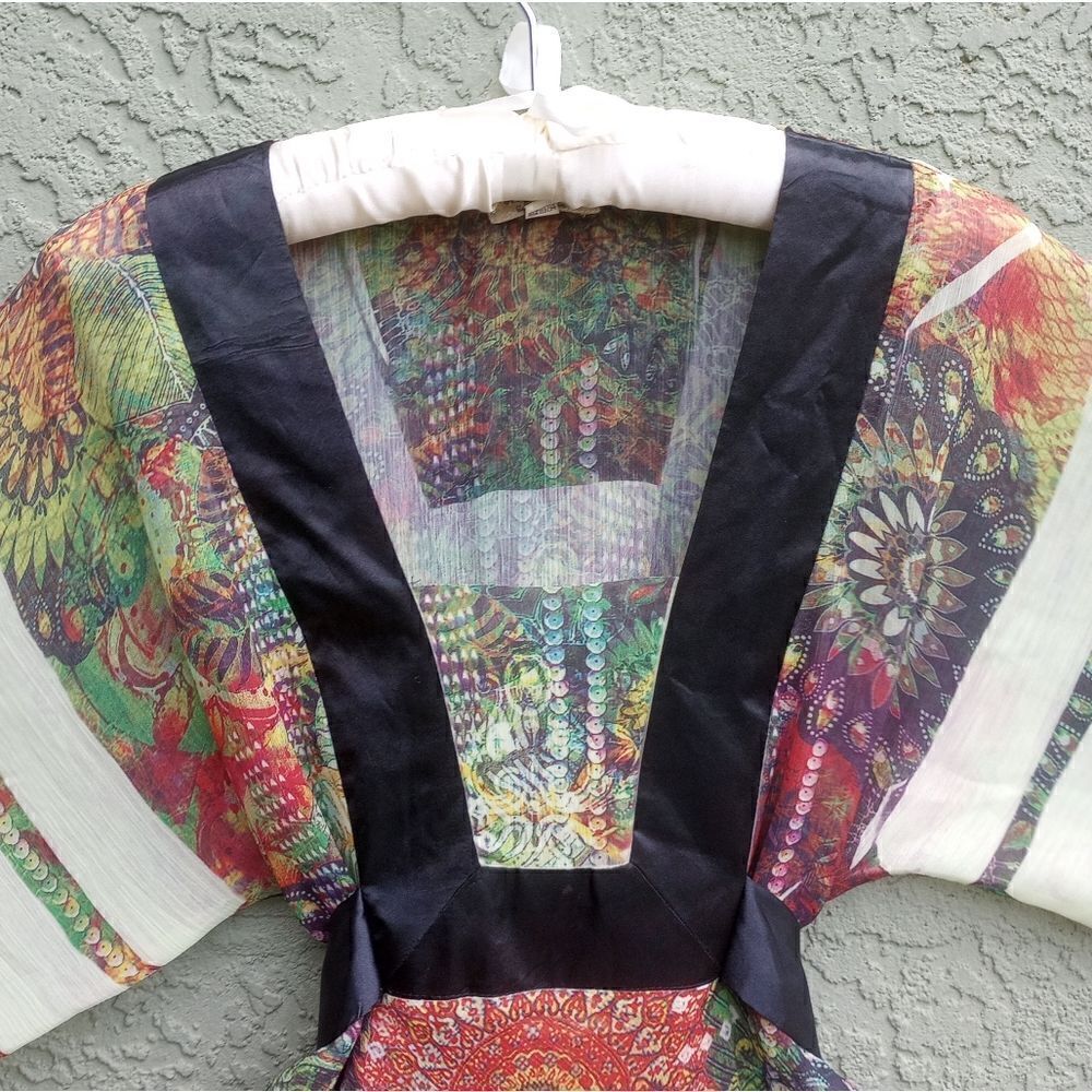 NWT ONE WORLD Bahia Green Boho Mandala Multicolor Shirt Wrap Around Belt Small - Picture 5 of 13